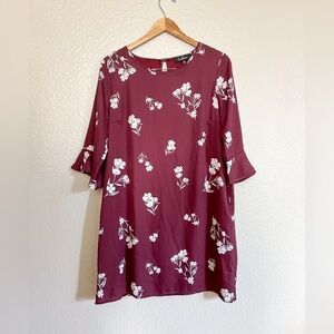Burgundy Short Floral Dress NWT XL